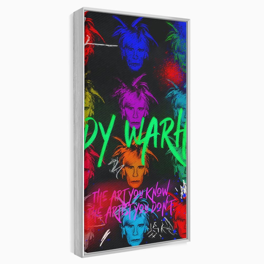 Tablou canvas cu tablou canvas cu portrete pop art andy warhol, in rama de aluminiu argintiu